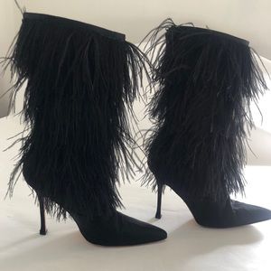 Manolo Blahnik Ostrich Feather Boot